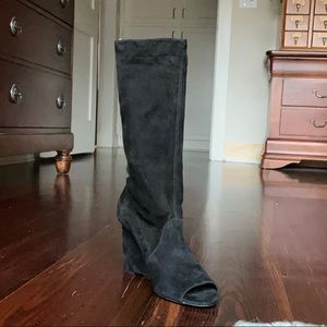 DVF Suede Peep Toe Boot